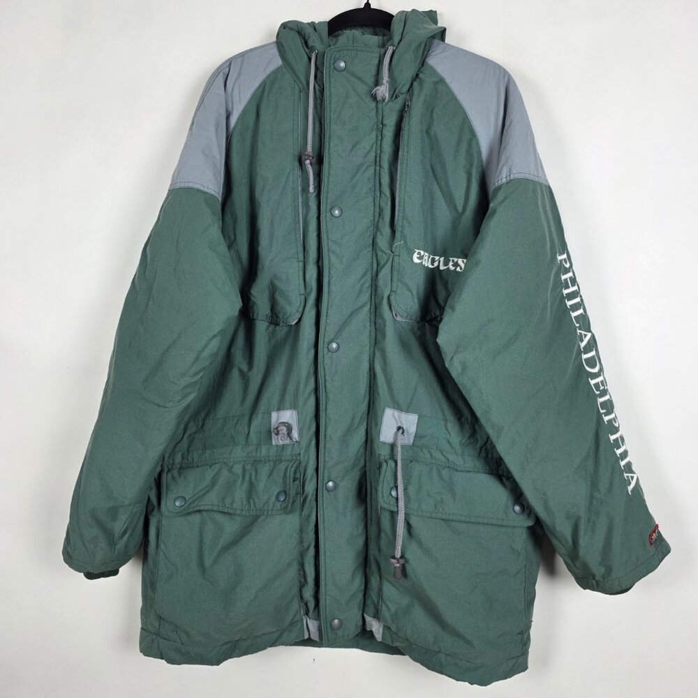 Vintage 90s Mirage NFL Philadelphia Eagles Football Men Large Green Parka Jacket